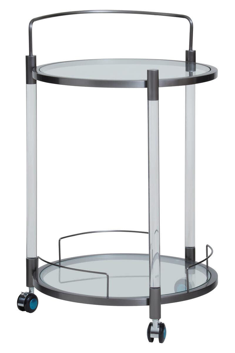 Oria Round Drinks Trolley – Black Steel & Acrylic