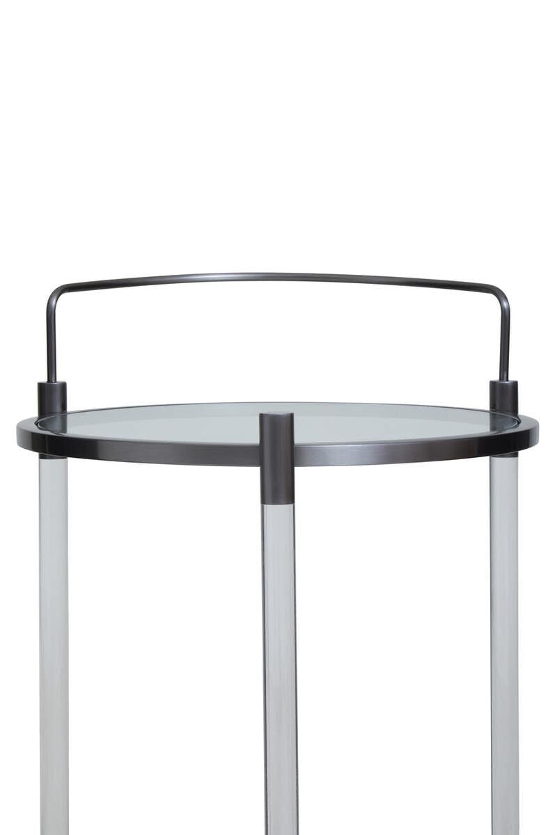 Oria Round Drinks Trolley – Black Steel & Acrylic
