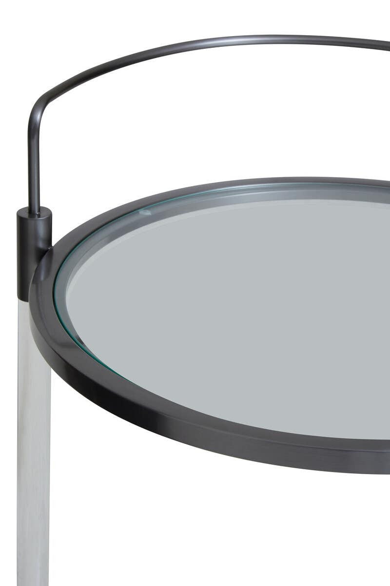 Oria Round Drinks Trolley – Black Steel & Acrylic