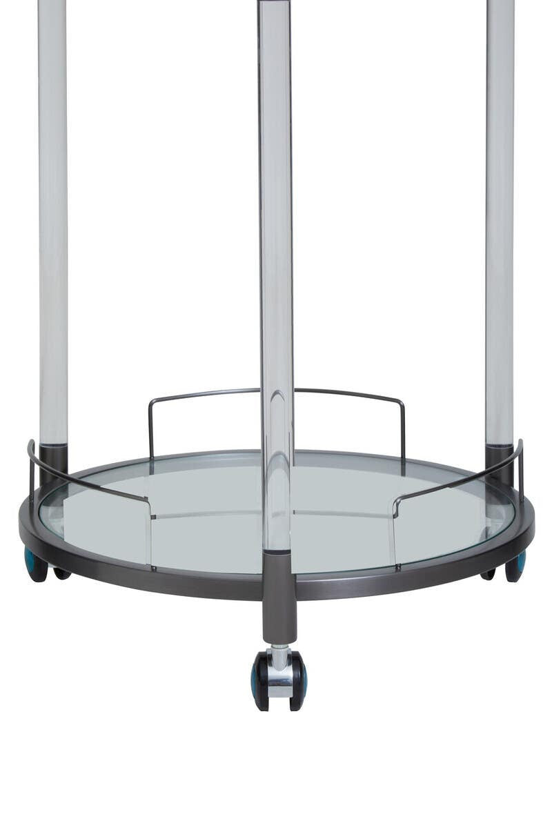 Oria Round Drinks Trolley – Black Steel & Acrylic