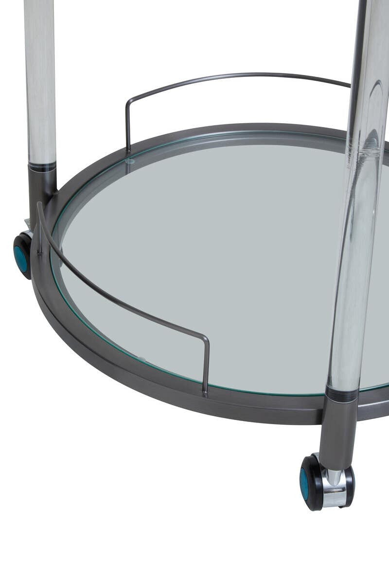 Oria Round Drinks Trolley – Black Steel & Acrylic