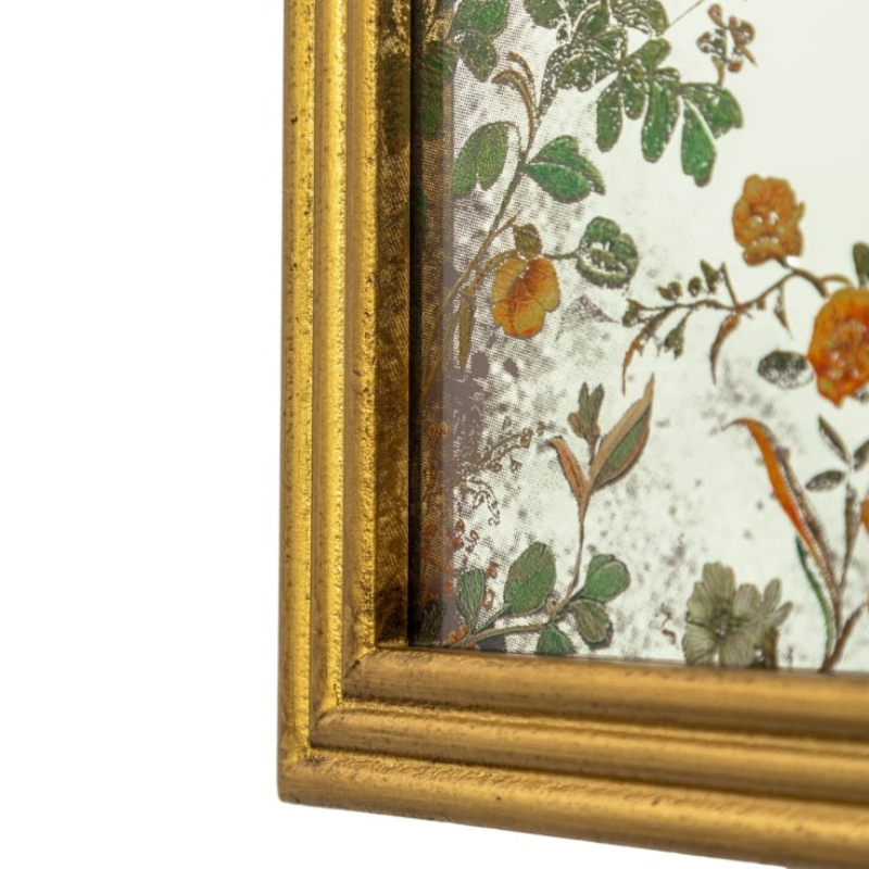 Overmantle Gold-Framed Botanical Glass Wall Mirror