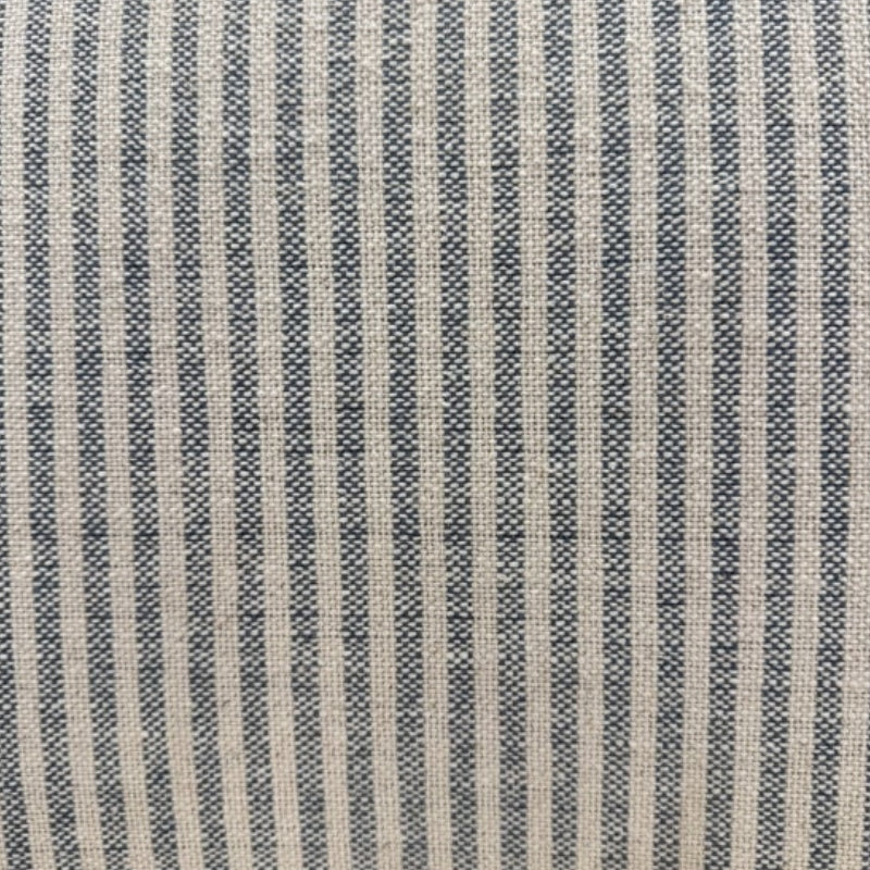 Pearson-Style Blue & White Pinstripe Occasional Wooden Armchair