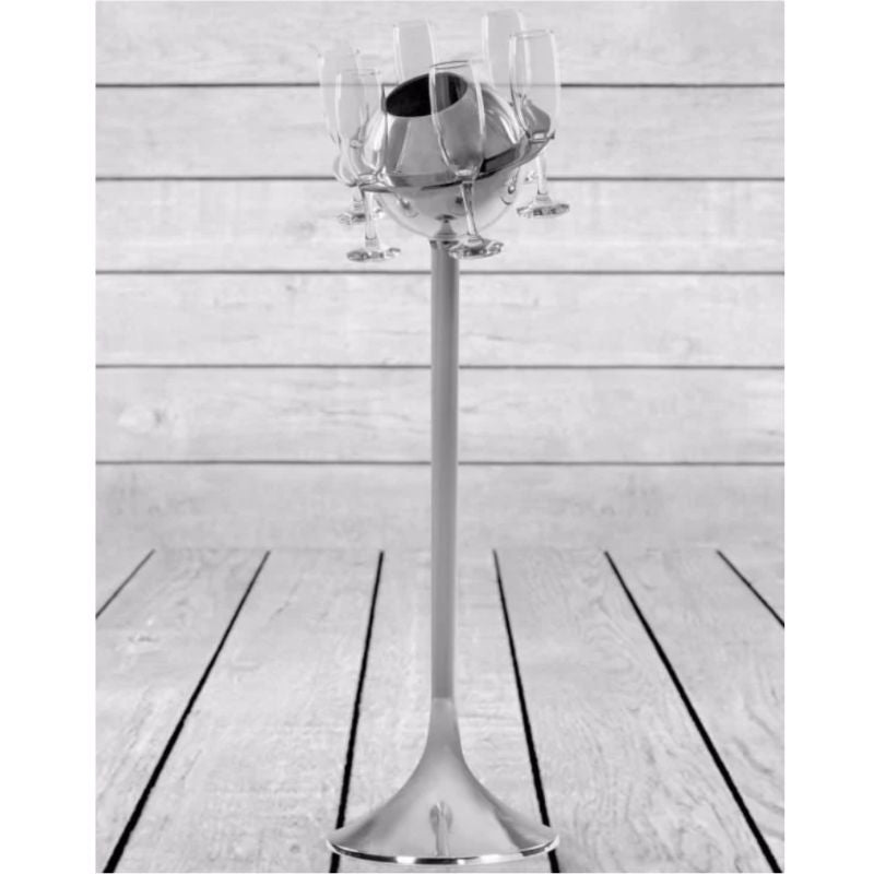 Polished Aluminium Floor Standing Saturn Ice Bucket