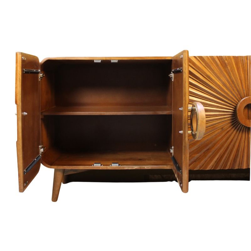 Rajas Wooden Carving Design 4 Door Sideboard