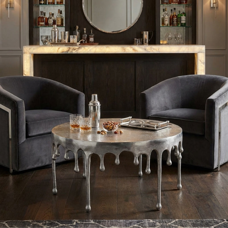 Raw Nickel "Dali" Drip Aluminium Coffee Table