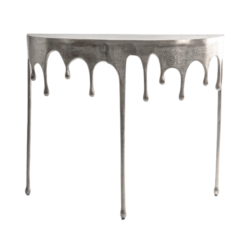 Raw Nickel "Dali" Drip Oval Aluminium Console Table