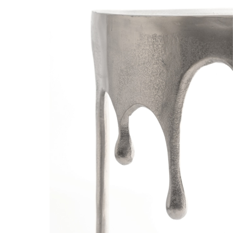 Raw Nickel "Dali" Drip Oval Aluminium Console Table
