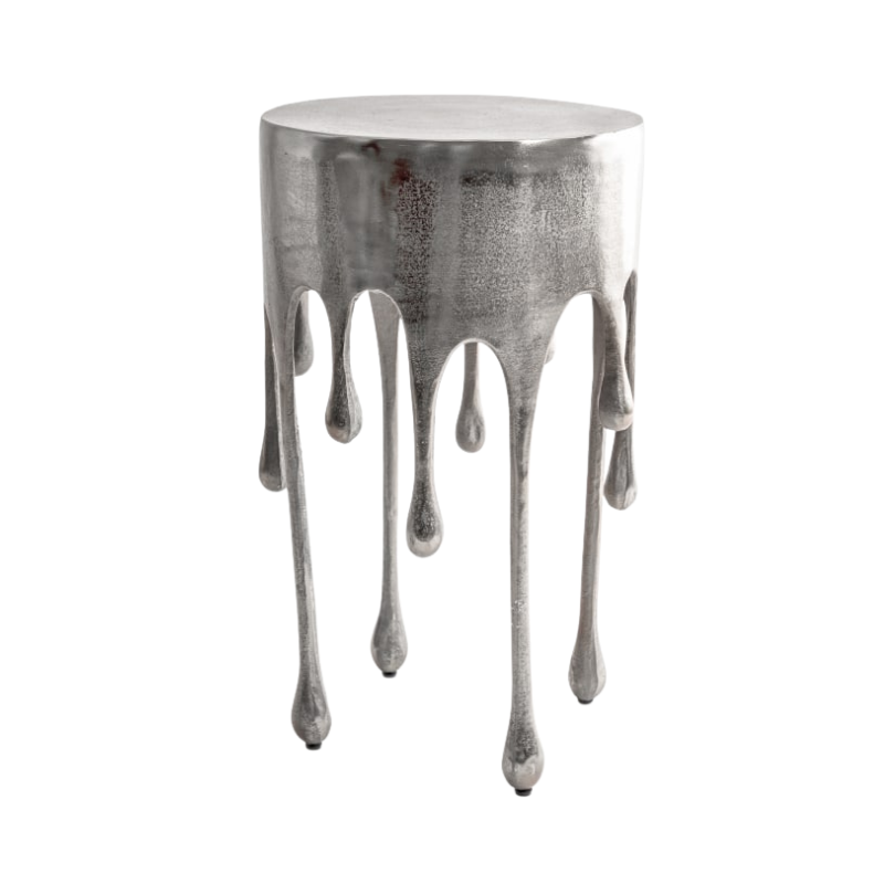Raw Nickel "Dali" Drip Round Aluminium Side Table