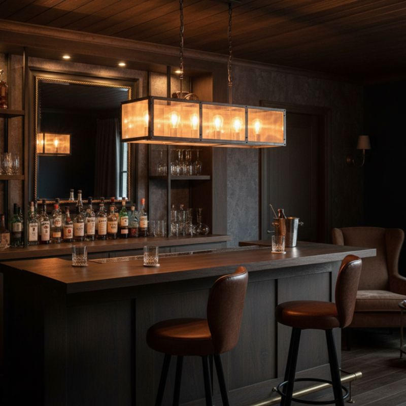 Rectangular Industrial Iron Chandelier