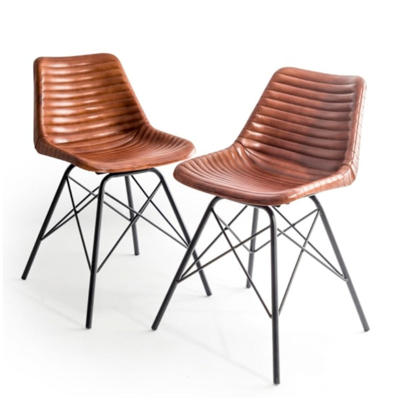 Ridge Vintage Leather & Iron Chair (Set of 2)
