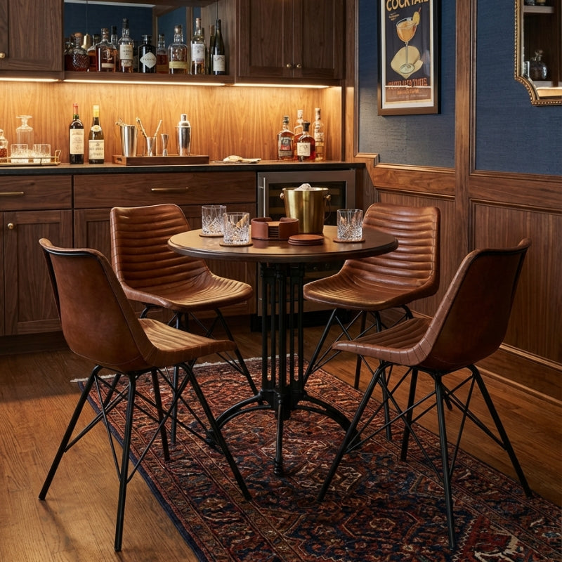 Ridge Vintage Leather & Iron Chair (Set of 2)