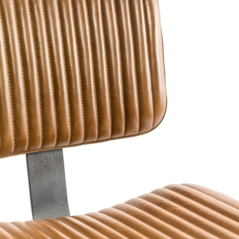 Ridge Vintage Ribbed Leather & Iron Chair (Set of 2)