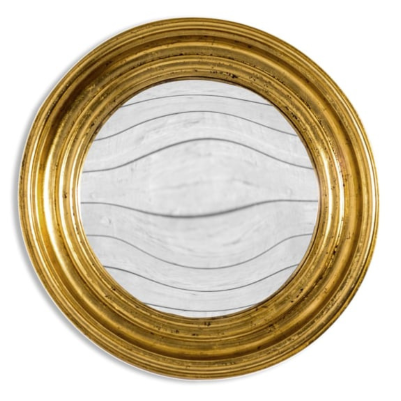 Round Antique Gold Medium Convex Mirror