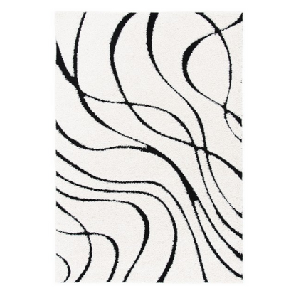 Contemporary Black and White Abstract Rug