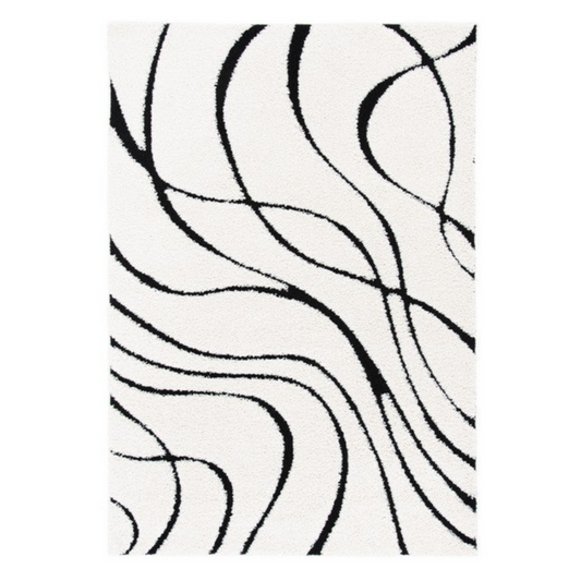 Contemporary Black and White Abstract Rug