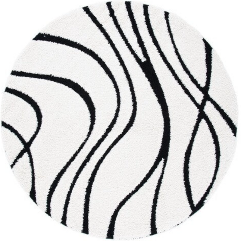 Contemporary Black and White Abstract Rug