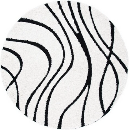 Contemporary Black and White Abstract Rug