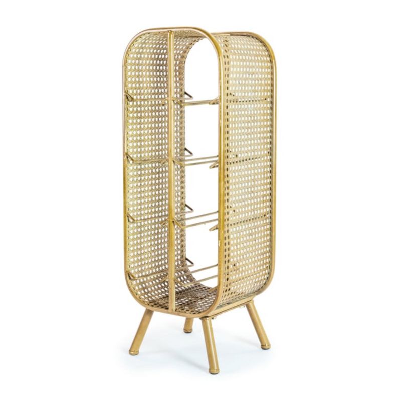 Rustic Metal Rattan Small 8 Bottle Wine Rack