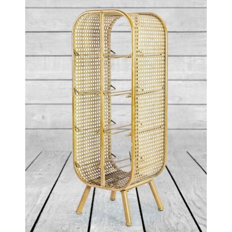Rustic Metal Rattan Small 8 Bottle Wine Rack