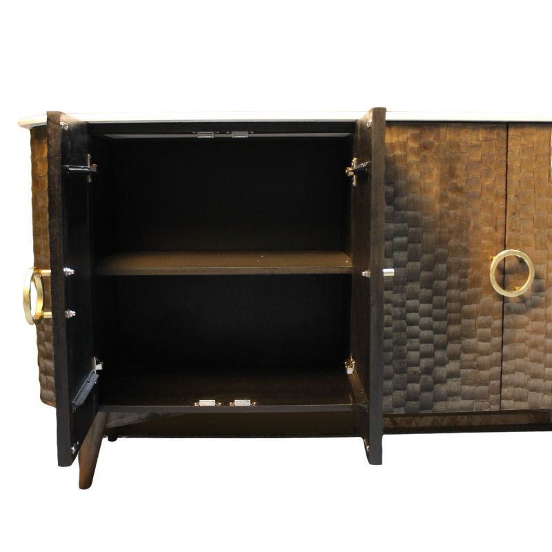 Satana Wooden 4 Door chiselled Design Side Board