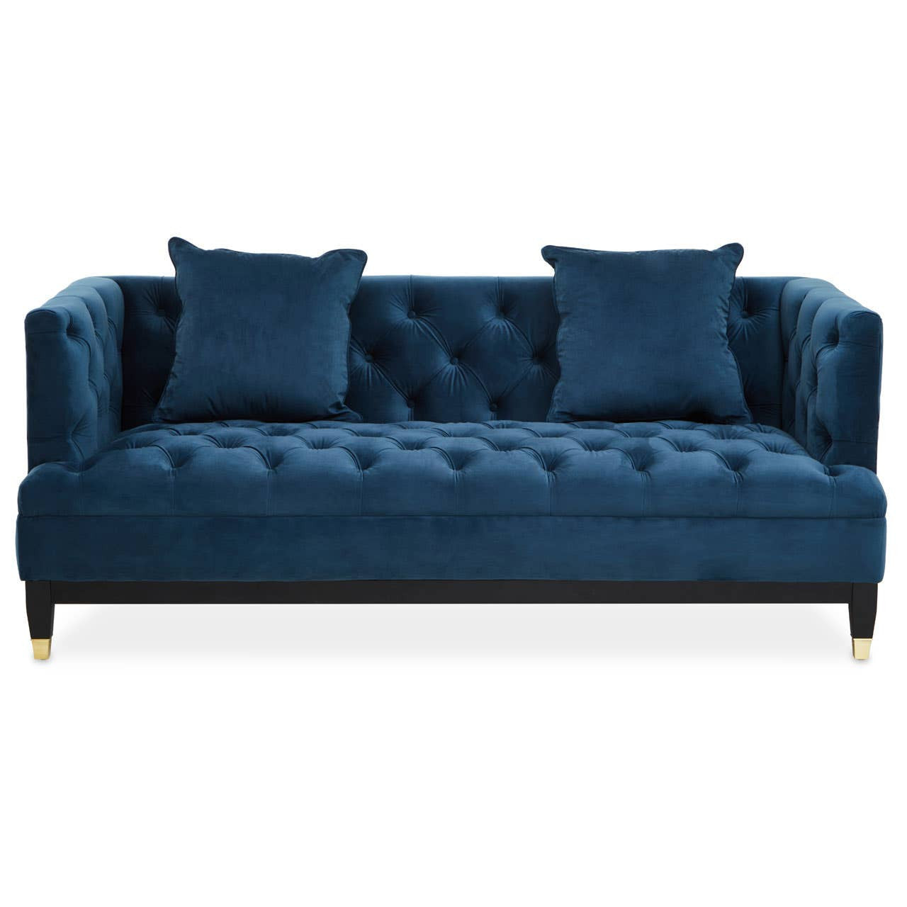 Sefira Two-Seat Sofa – Navy Velvet Modern Chesterfield