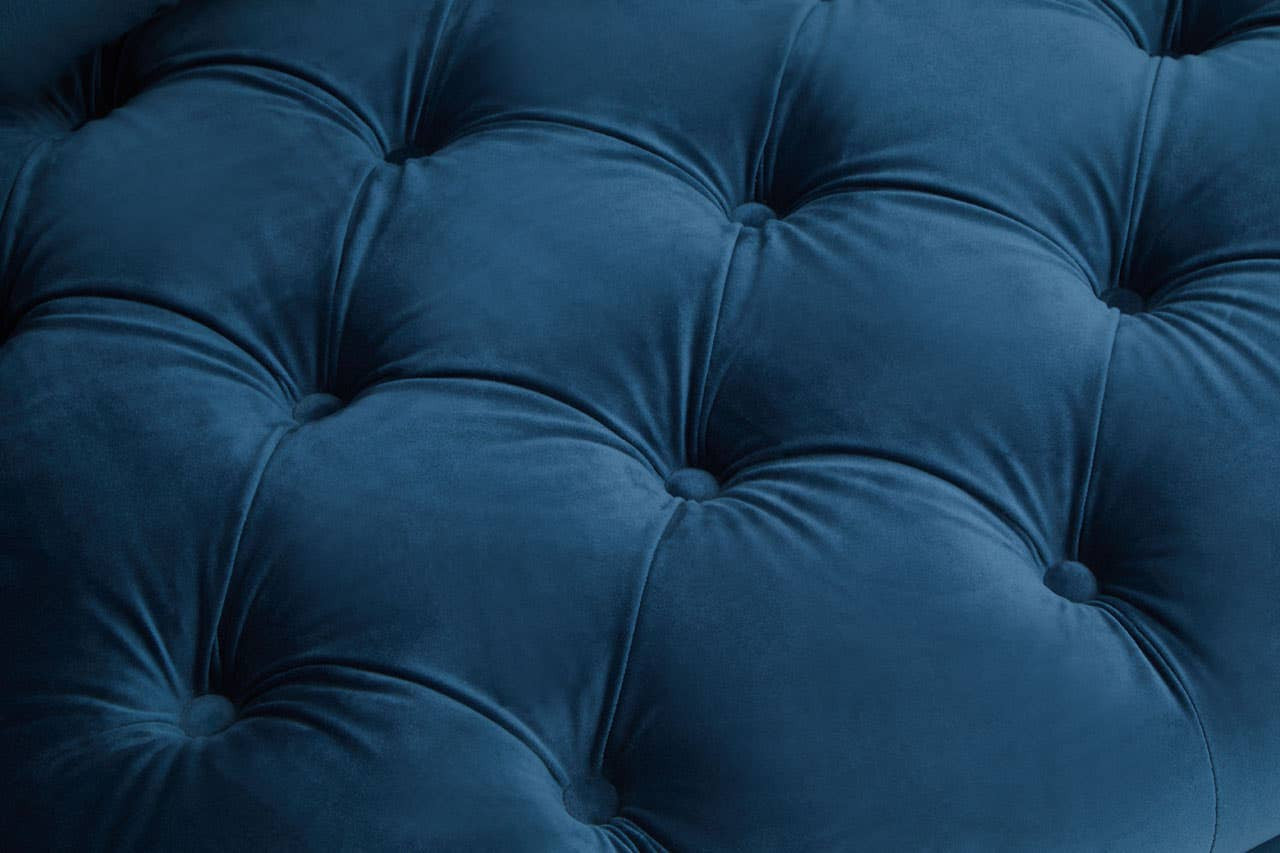 Sefira Two-Seat Sofa – Navy Velvet Modern Chesterfield