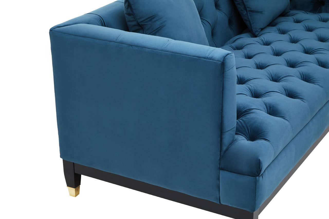 Sefira Two-Seat Sofa – Navy Velvet Modern Chesterfield