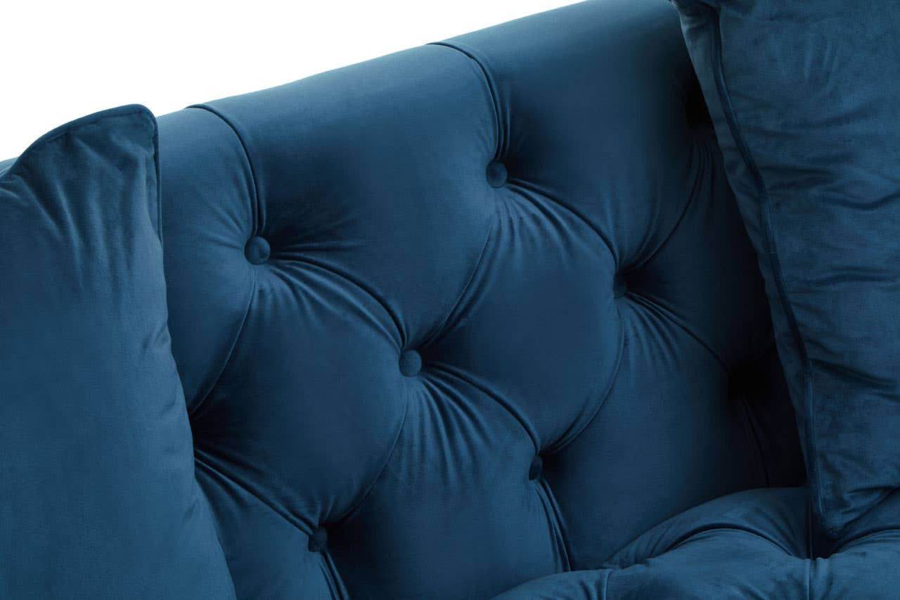 Sefira Two-Seat Sofa – Navy Velvet Modern Chesterfield