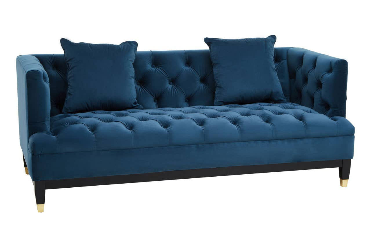 Sefira Two-Seat Sofa – Navy Velvet Modern Chesterfield