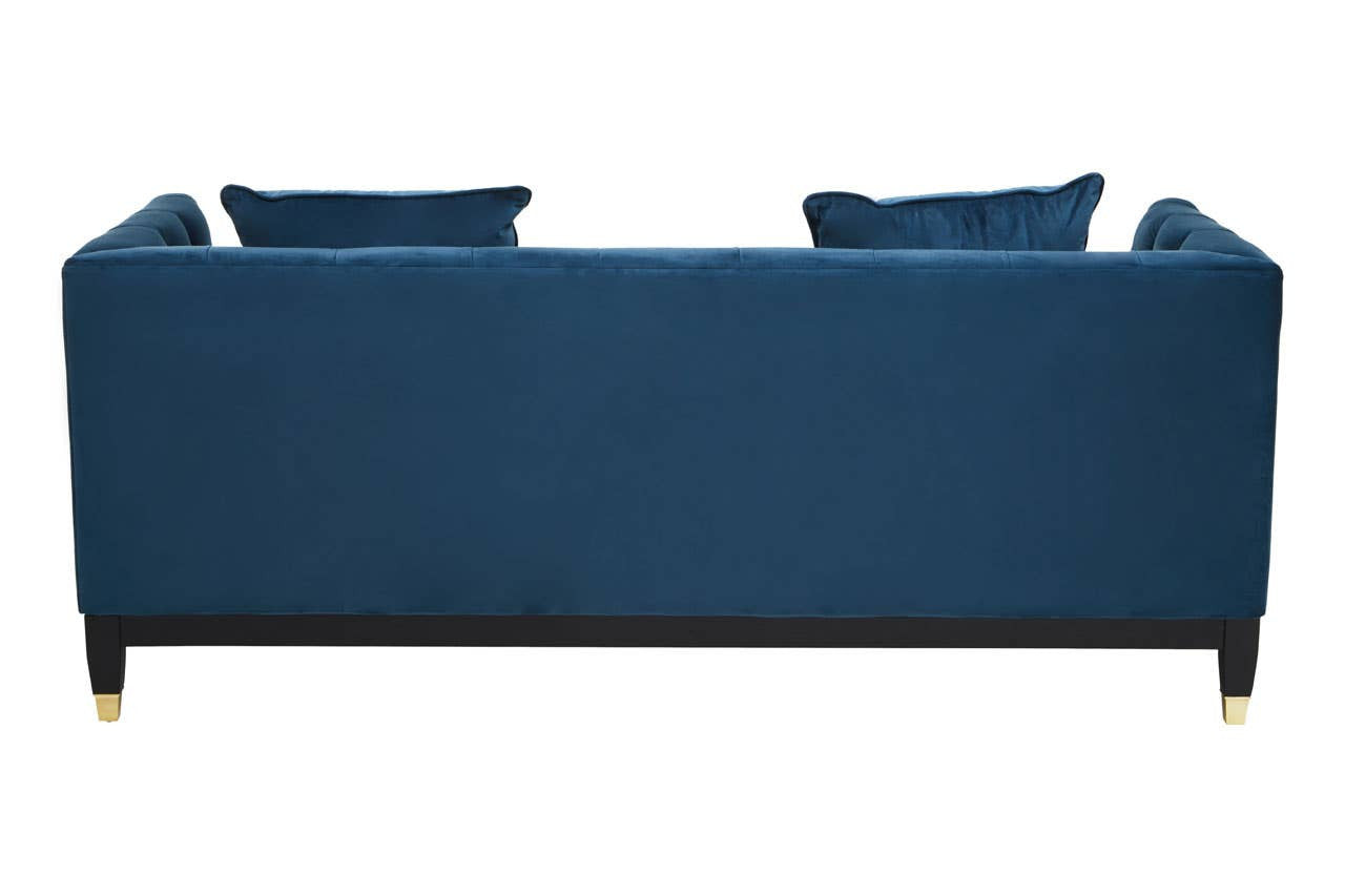 Sefira Two-Seat Sofa – Navy Velvet Modern Chesterfield