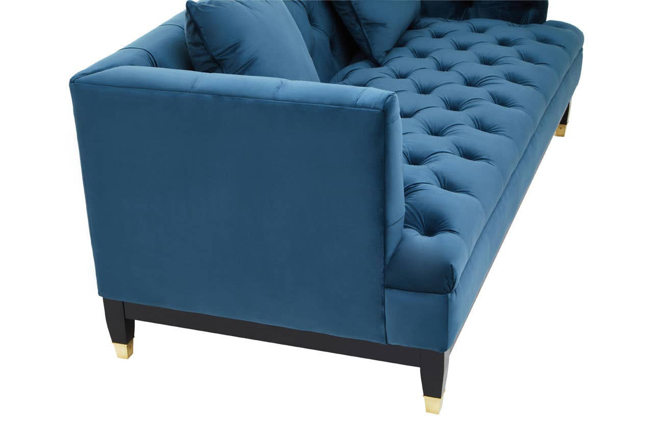 Sefira Two-Seat Sofa – Navy Velvet Modern Chesterfield