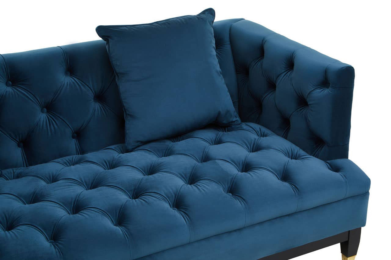 Sefira Two-Seat Sofa – Navy Velvet Modern Chesterfield