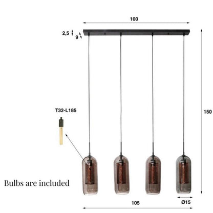 Selena 4 String Smoke Glass Pendant Light