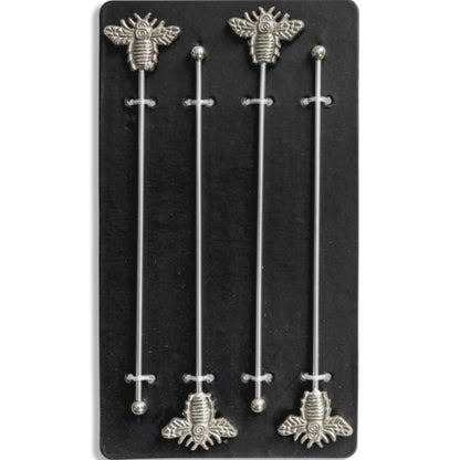 Set of 4 Nickel Bumblebee Drinks Stirrers