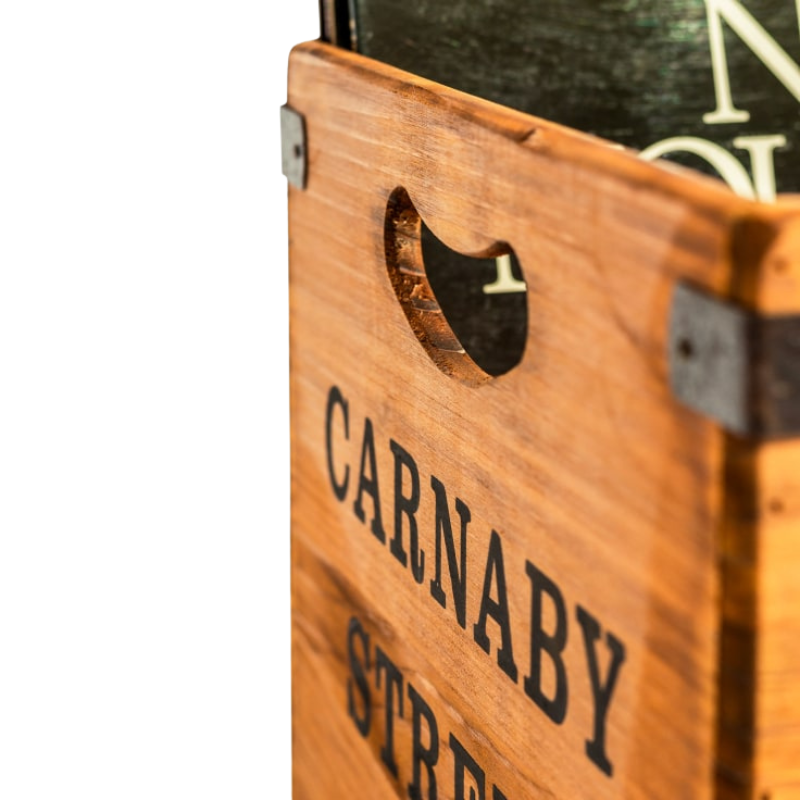 Set of 2 Antiqued Wooden "Carnaby Street" LP Record Storage Boxes