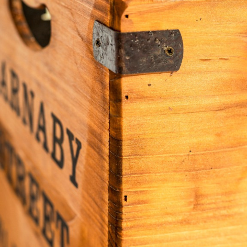 Set of 2 Antiqued Wooden "Carnaby Street" LP Record Storage Boxes