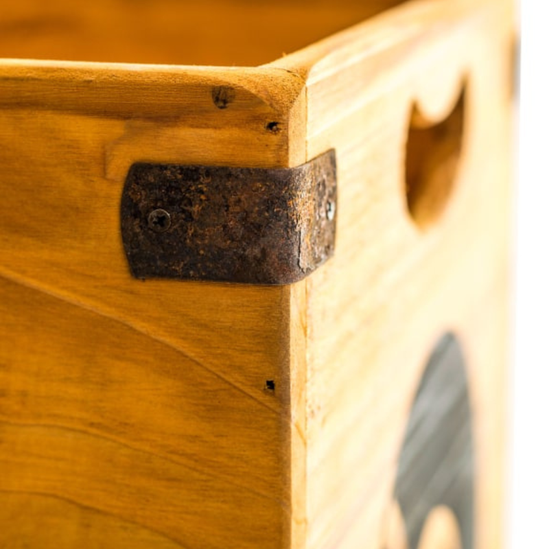 Set of 2 Antiqued Wooden "Mountain Records" LP Record Storage Boxes