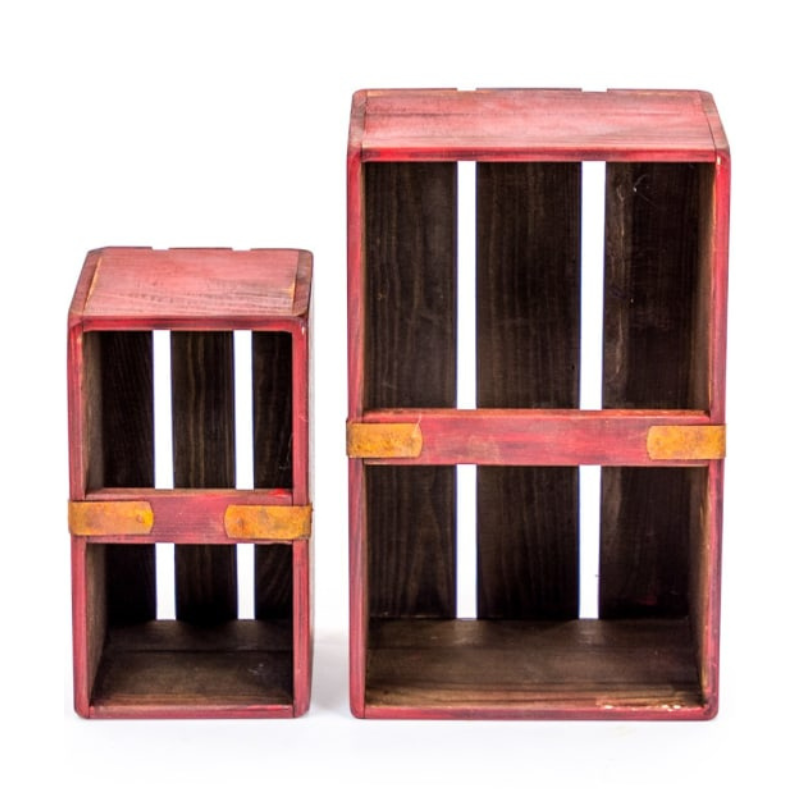 Set of 4 Antiqued Wooden Cola Storage Boxes