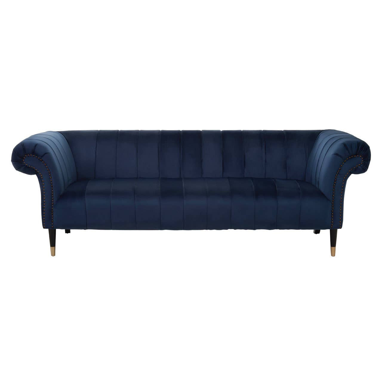 Siena Three-Seat Sofa – Midnight Blue Velvet Chesterfield