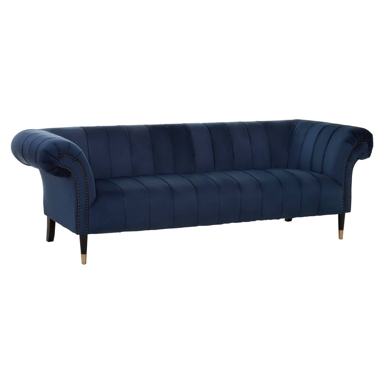 Siena Three-Seat Sofa – Midnight Blue Velvet Chesterfield