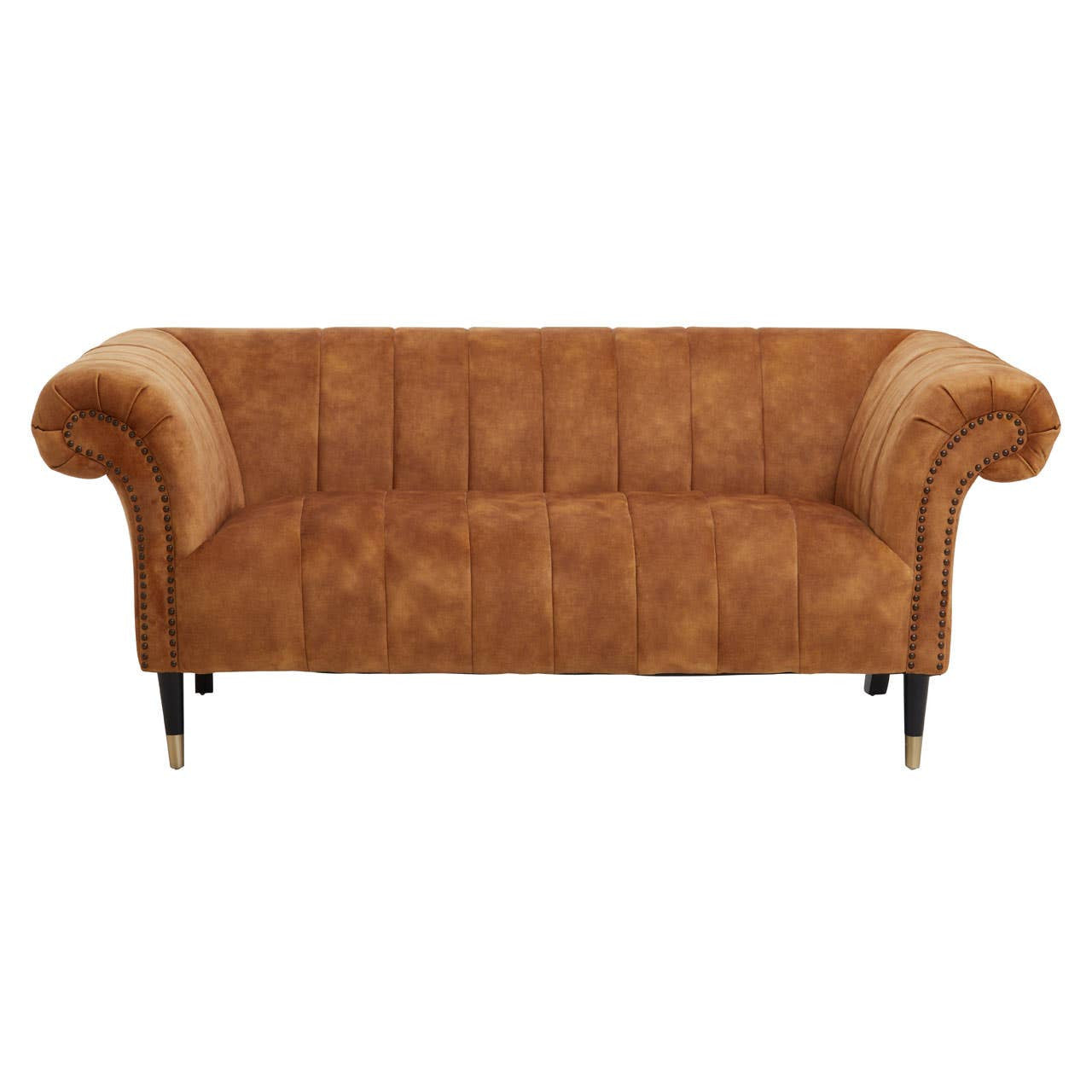 Siena Two-Seat Sofa – Tan Gold Velvet Chesterfield