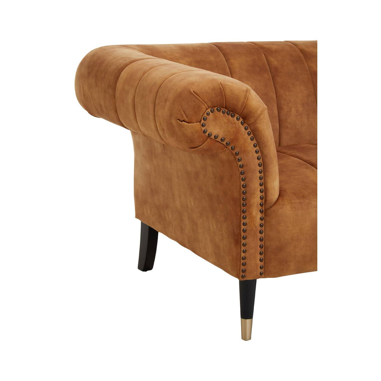 Siena Two-Seat Sofa – Tan Gold Velvet Chesterfield