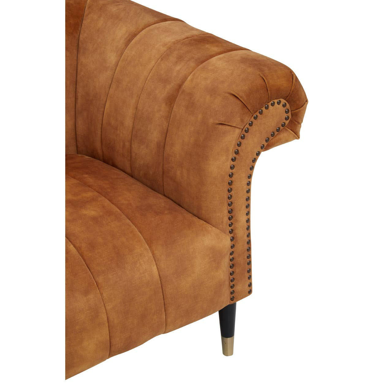Siena Two-Seat Sofa – Tan Gold Velvet Chesterfield