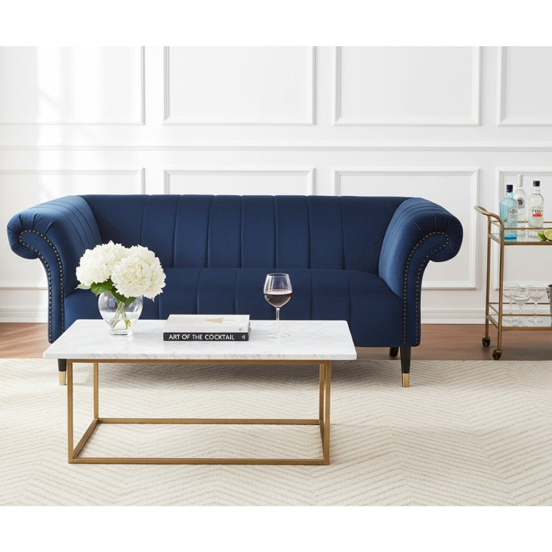 Siena Two-Seat Sofa – Midnight Blue Velvet Chesterfield