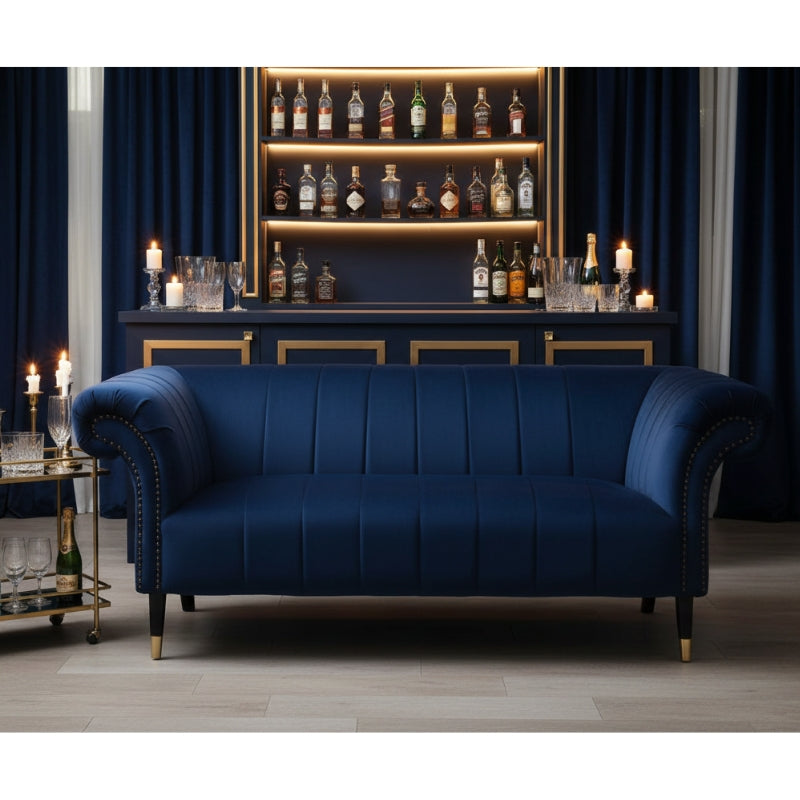 Siena Two-Seat Sofa – Midnight Blue Velvet Chesterfield