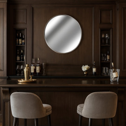Silver Foil Large Round Wall Mirror – 125cm