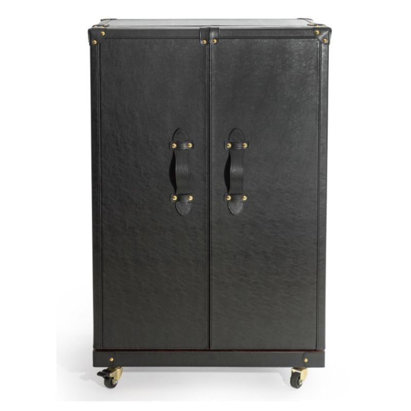 Soho Steamer Large Leather Two-Door Wine / Bar Cabinet