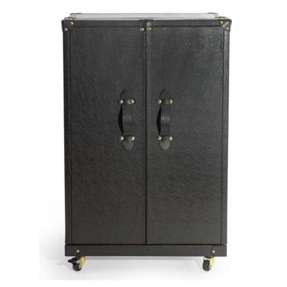 Soho Steamer Large Leather Two-Door Wine / Bar Cabinet