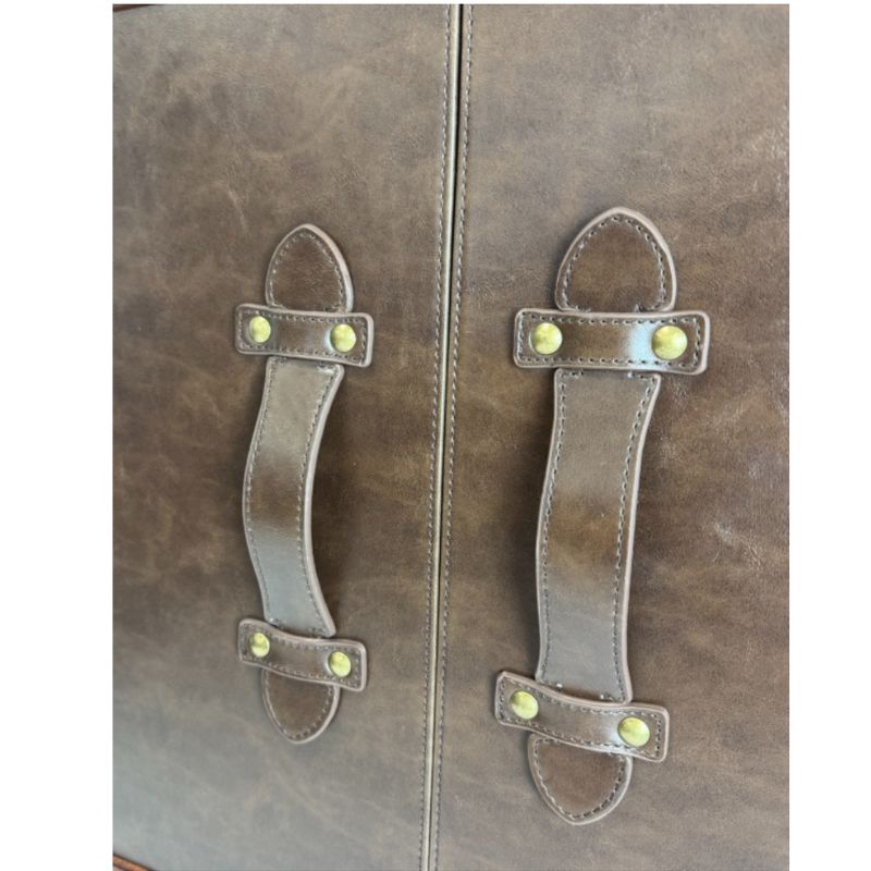 Soho Steamer Extra Large Brown Leather Two-Door Wine / Bar Cabinet